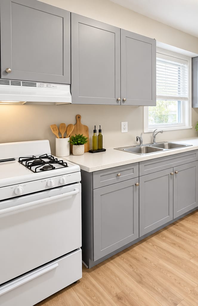 Renovated white kitchen with stainless appliances